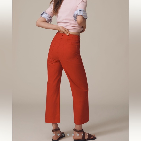 Anthropologie COLETTE Cropped Wide-Leg Pants Maeve Magic Fabric 16W Red NWT - Picture 4 of 15